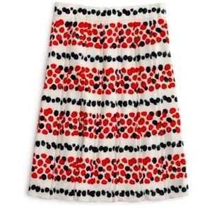 J. Crew Striped Berries Pleated Midi Skirt